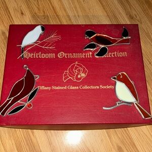 Tiffany Stained Glass Art Collectors Bird Ornament Bundle 4 Piece